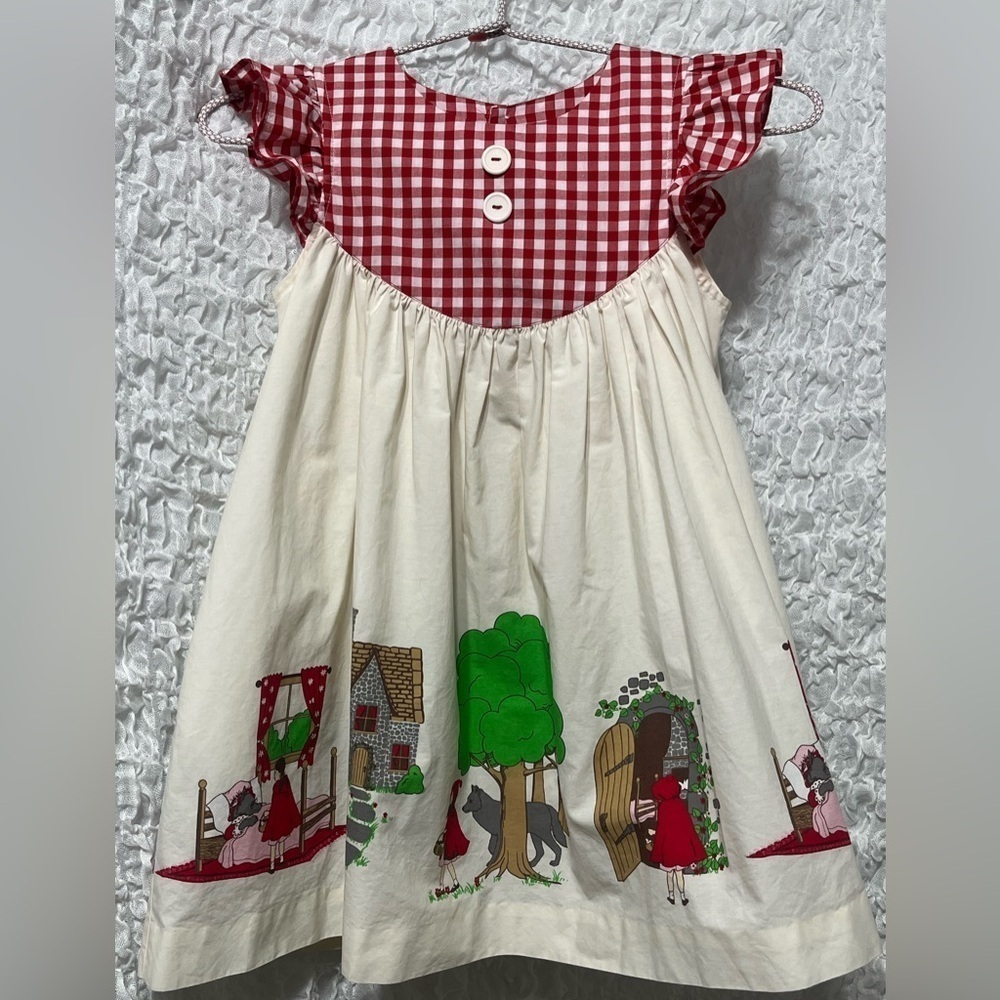 Eleanor Rose FAIRYTALE CLASSIC RED RIDING HOOD GINGHAM RED CHECK DRESS SIZE 5–6